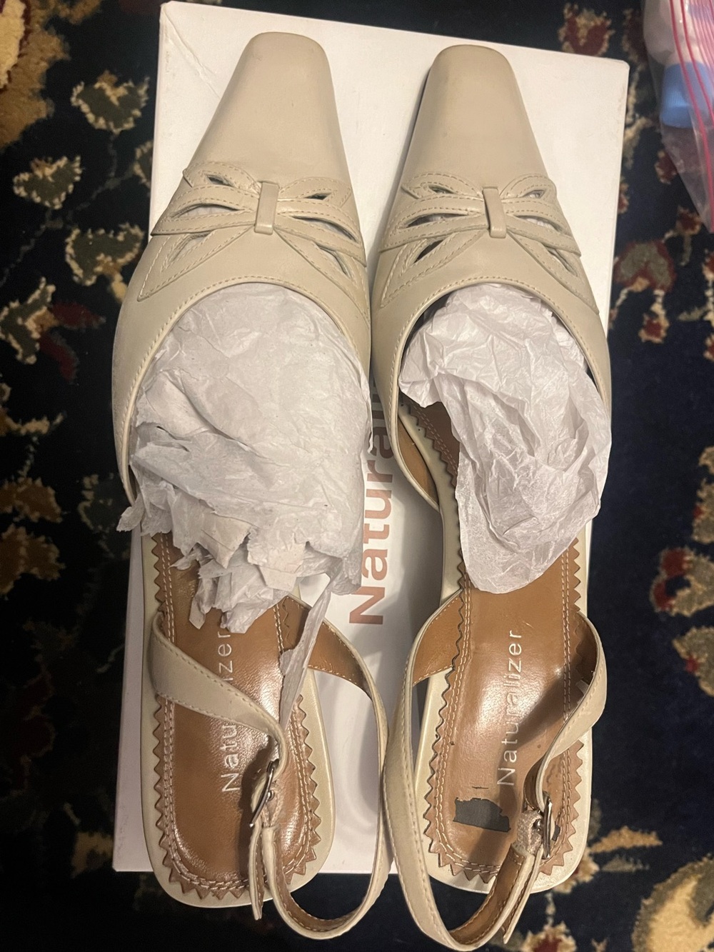 Naturalizer Cream Leather Slingback Mules with Cutout Detail